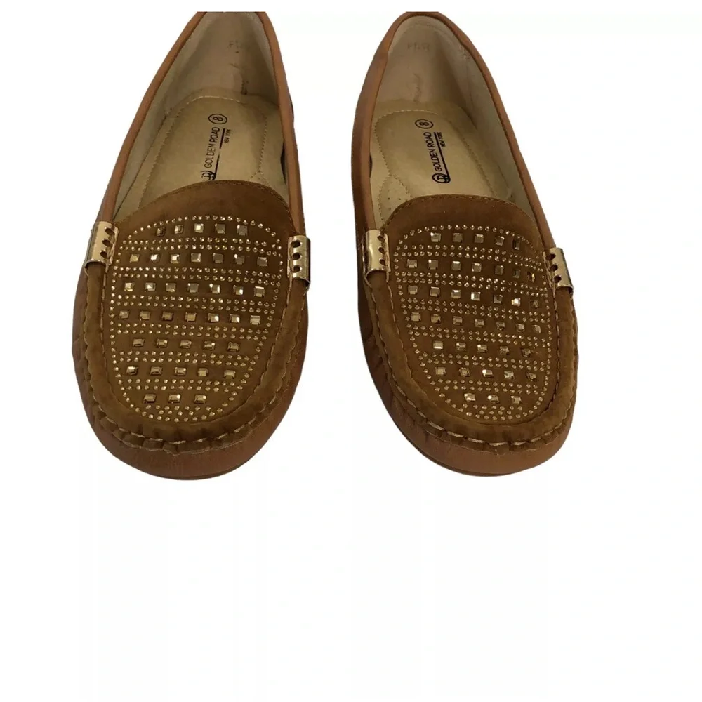 Women’s Golden Road New York Flats Shoes in Camel Color with Sparkles size 8 M